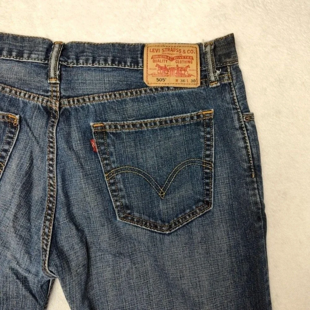 Levis 505‎ Jeans Mens 36x30 Blue Y2K Straight Medium Denim Regular Fit 5-Pocket